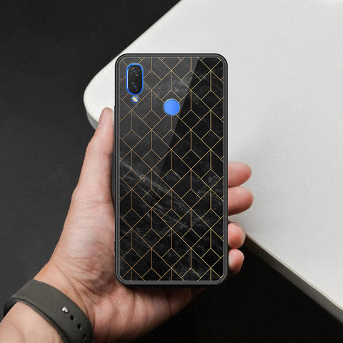 Huawei Honor Play Cover - Black Marble Series  - HQ Ultra Shine Premium Infinity Glass Soft Silicon Borders Case