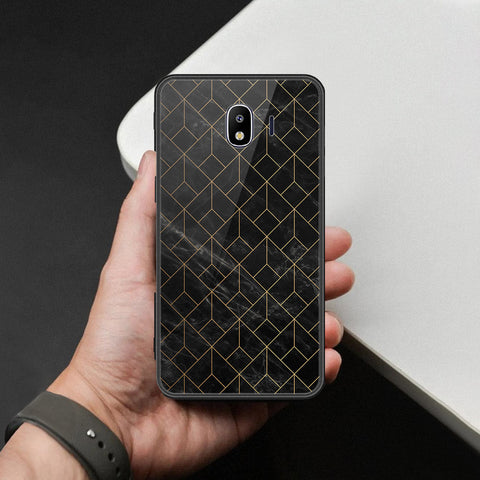 Samsung Galaxy J4 2018 Cover - Black Marble Series  - HQ Ultra Shine Premium Infinity Glass Soft Silicon Borders Case