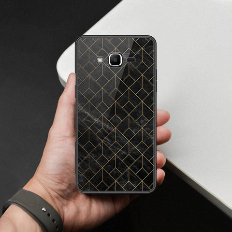 Samsung Galaxy J2 Prime Cover - Black Marble Series  - HQ Ultra Shine Premium Infinity Glass Soft Silicon Borders Case