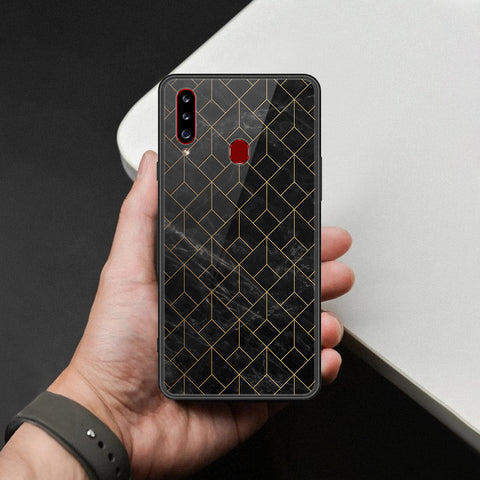 Samsung Galaxy A20s Cover - Black Marble Series  - HQ Ultra Shine Premium Infinity Glass Soft Silicon Borders Case