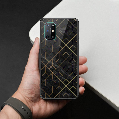 OnePlus 8T Cover - Black Marble Series  - HQ Ultra Shine Premium Infinity Glass Soft Silicon Borders Case