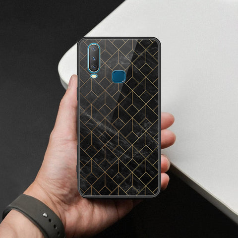 Vivo Y15 Cover - Black Marble Series  - HQ Ultra Shine Premium Infinity Glass Soft Silicon Borders Case