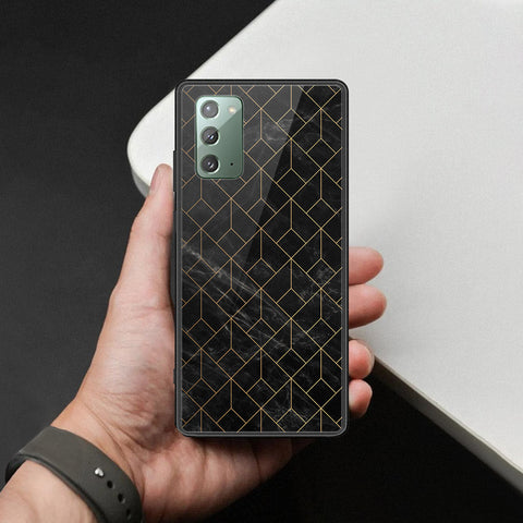 Samsung Galaxy Note 20 Cover - Black Marble Series  - HQ Ultra Shine Premium Infinity Glass Soft Silicon Borders Case