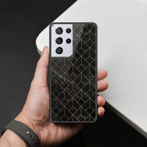 Samsung Galaxy S21 Ultra 5G Cover - Black Marble Series  - HQ Ultra Shine Premium Infinity Glass Soft Silicon Borders Case