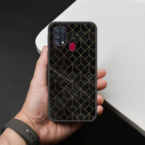Samsung Galaxy M21s Cover - Black Marble Series  - HQ Ultra Shine Premium Infinity Glass Soft Silicon Borders Case