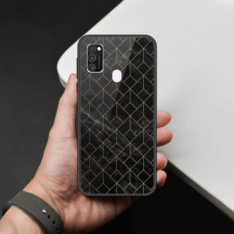 Samsung Galaxy M21 Cover - Black Marble Series  - HQ Ultra Shine Premium Infinity Glass Soft Silicon Borders Case
