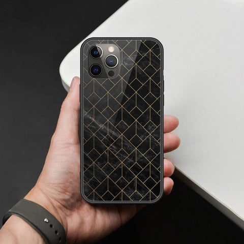iPhone 12 Pro Max - Black Marble Series  - HQ Ultra Shine Premium Infinity Glass Soft Silicon Borders Case