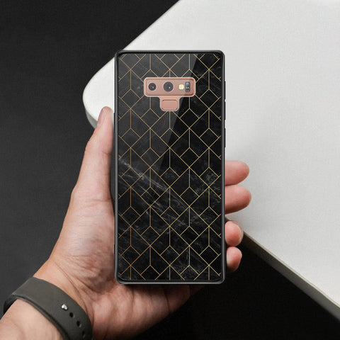 Samsung Galaxy Note 9 Cover - Black Marble Series  - HQ Ultra Shine Premium Infinity Glass Soft Silicon Borders Case