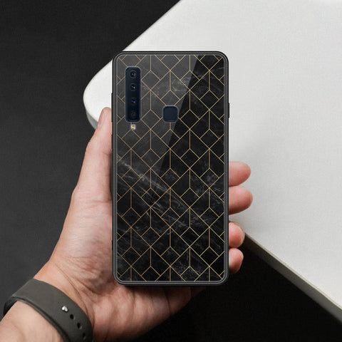 Samsung Galaxy A9 2018 Cover - Black Marble Series  - HQ Ultra Shine Premium Infinity Glass Soft Silicon Borders Case