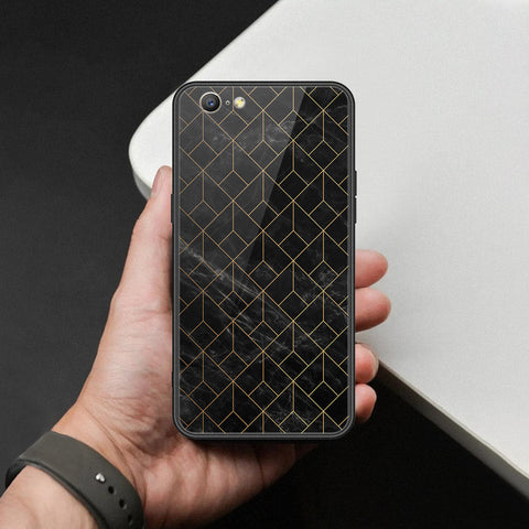 Oppo A39 Cover - Black Marble Series  - HQ Ultra Shine Premium Infinity Glass Soft Silicon Borders Case