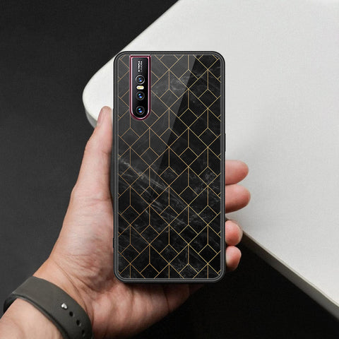 Vivo V15 Pro Cover - Black Marble Series  - HQ Ultra Shine Premium Infinity Glass Soft Silicon Borders Case