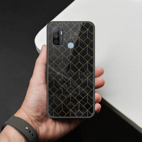 Oppo A53s Cover - Black Marble Series  - HQ Ultra Shine Premium Infinity Glass Soft Silicon Borders Case