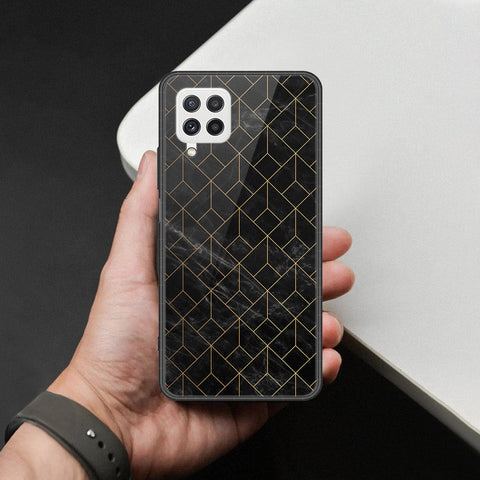 Samsung Galaxy A22 Cover - Black Marble Series  - HQ Ultra Shine Premium Infinity Glass Soft Silicon Borders Case