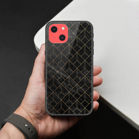 iPhone 13 Mini Cover - Black Marble Series  - HQ Ultra Shine Premium Infinity Glass Soft Silicon Borders Case