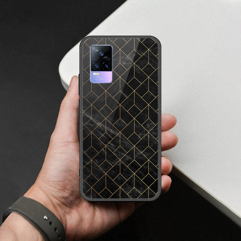 Vivo V21e Cover - Black Marble Series  - HQ Ultra Shine Premium Infinity Glass Soft Silicon Borders Case