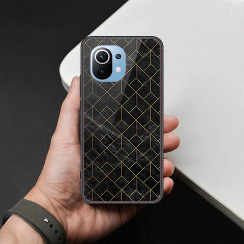 Xiaomi Mi 11 Cover - Black Marble Series  - HQ Ultra Shine Premium Infinity Glass Soft Silicon Borders Case