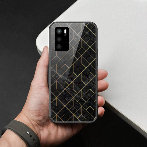 Oppo A16 Cover - Black Marble Series  - HQ Ultra Shine Premium Infinity Glass Soft Silicon Borders Case