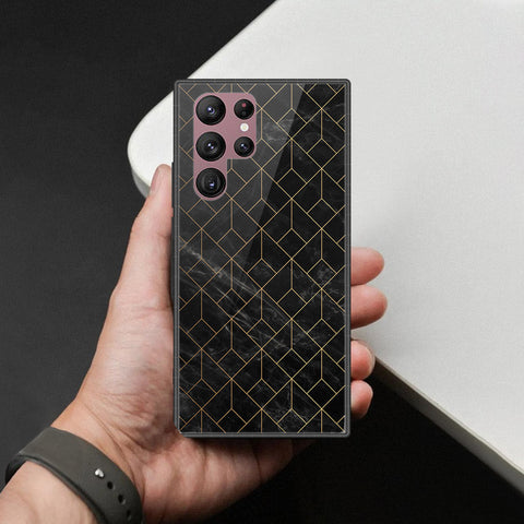 Samsung Galaxy S22 Ultra 5G Cover - Black Marble Series  - HQ Ultra Shine Premium Infinity Glass Soft Silicon Borders Case