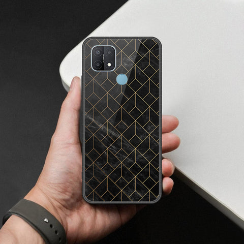 Oppo A35 Cover - Black Marble Series  - HQ Ultra Shine Premium Infinity Glass Soft Silicon Borders Case