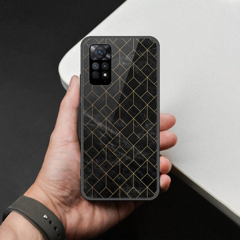 Xiaomi Redmi Note 11 Cover - Black Marble Series  - HQ Ultra Shine Premium Infinity Glass Soft Silicon Borders Case