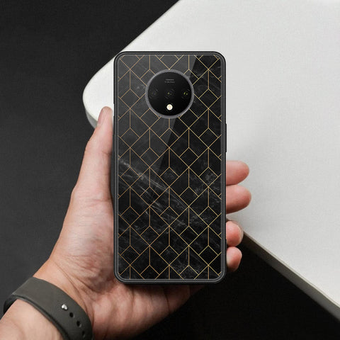 OnePlus 7T Cover - Black Marble Series  - HQ Ultra Shine Premium Infinity Glass Soft Silicon Borders Case