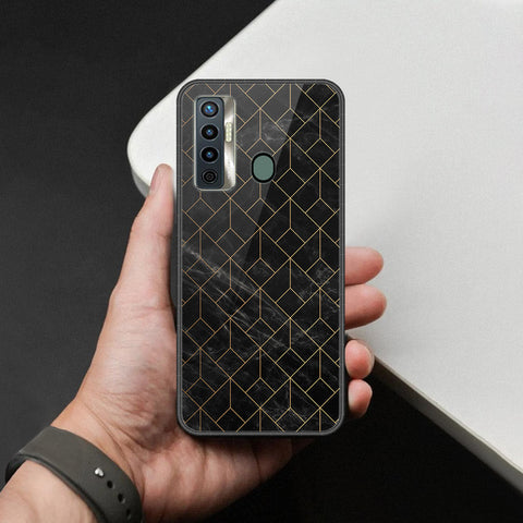 Tecno Camon 17 Cover - Black Marble Series  - HQ Ultra Shine Premium Infinity Glass Soft Silicon Borders Case