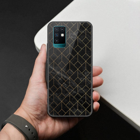 Infinix Note 10 Cover - Black Marble Series  - HQ Ultra Shine Premium Infinity Glass Soft Silicon Borders Case