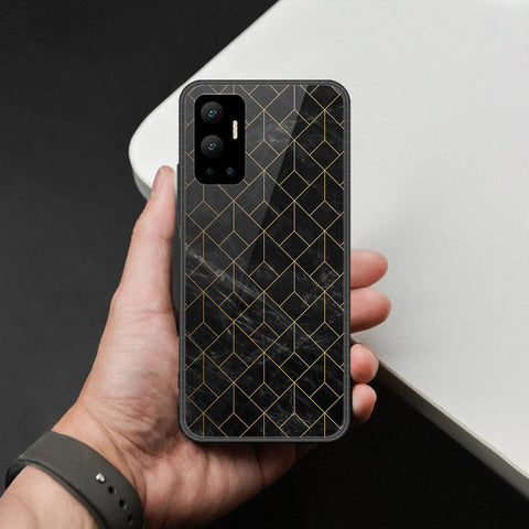 Infinix Hot 12 Cover - Black Marble Series  - HQ Ultra Shine Premium Infinity Glass Soft Silicon Borders Case