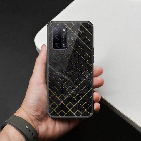 Oppo A55s Cover - Black Marble Series  - HQ Ultra Shine Premium Infinity Glass Soft Silicon Borders Case