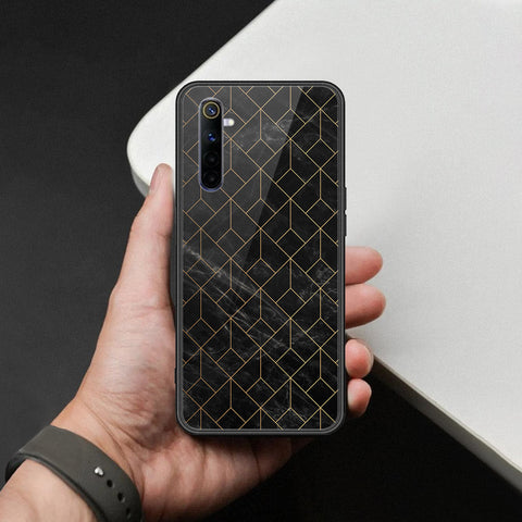 Realme 6 Cover - Black Marble Series  - HQ Ultra Shine Premium Infinity Glass Soft Silicon Borders Case