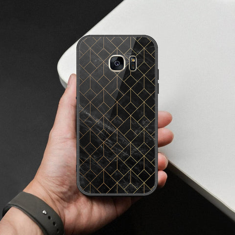 Samsung Galaxy S7 Cover - Black Marble Series  - HQ Ultra Shine Premium Infinity Glass Soft Silicon Borders Case