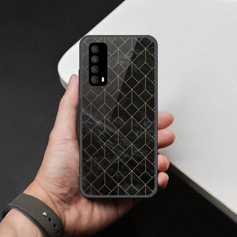 Huawei Y7a Cover - Black Marble Series  - HQ Ultra Shine Premium Infinity Glass Soft Silicon Borders Case