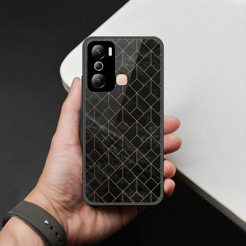Infinix Hot 20i Cover - Black Marble Series  - HQ Ultra Shine Premium Infinity Glass Soft Silicon Borders Case