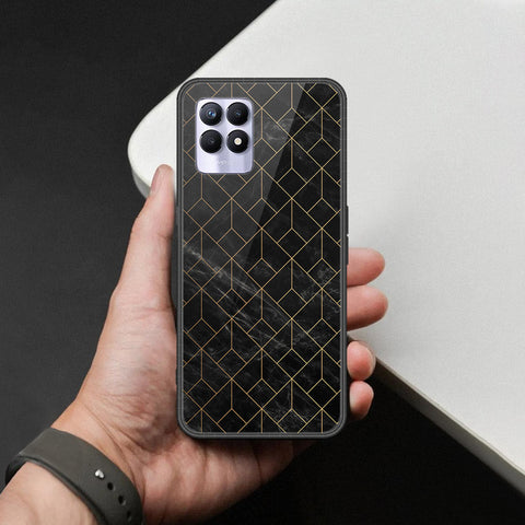 Realme 8i Cover - Black Marble Series  - HQ Ultra Shine Premium Infinity Glass Soft Silicon Borders Case