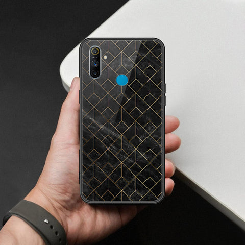 Realme 5i Cover - Black Marble Series  - HQ Ultra Shine Premium Infinity Glass Soft Silicon Borders Case