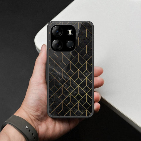 Infinix Smart 7 Plus Cover - Black Marble Series  - HQ Ultra Shine Premium Infinity Glass Soft Silicon Borders Case