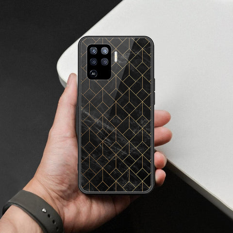 Oppo A94 Cover - Black Marble Series  - HQ Ultra Shine Premium Infinity Glass Soft Silicon Borders Case