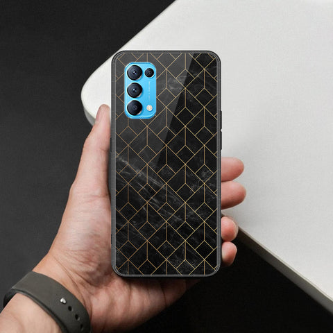 Oppo Reno 5 4G Cover - Black Marble Series  - HQ Ultra Shine Premium Infinity Glass Soft Silicon Borders Case