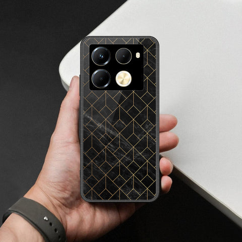 Infinix Note 40 Pro Cover - Black Marble Series  - HQ Ultra Shine Premium Infinity Glass Soft Silicon Borders Case