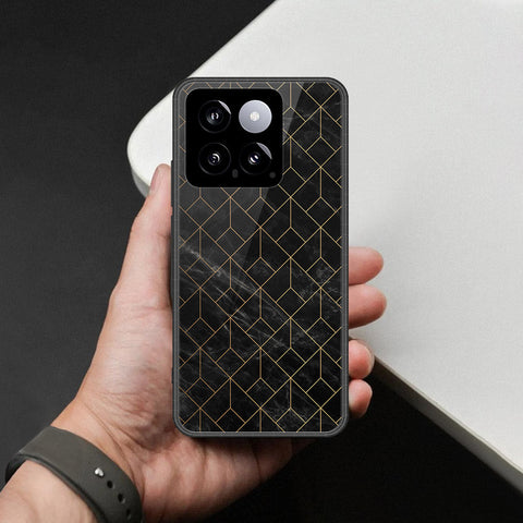 Xiaomi 14 Cover - Black Marble Series  - HQ Ultra Shine Premium Infinity Glass Soft Silicon Borders Case