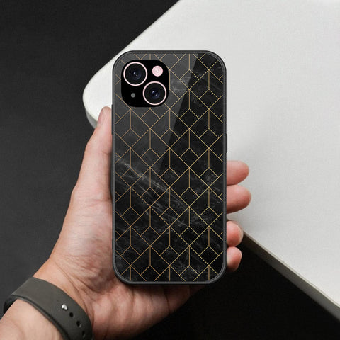 iPhone 15 Cover - Black Marble Series  - HQ Ultra Shine Premium Infinity Glass Soft Silicon Borders Case