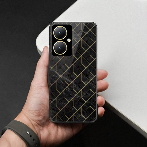 Vivo Y35 Plus Cover - Black Marble Series  - HQ Ultra Shine Premium Infinity Glass Soft Silicon Borders Case