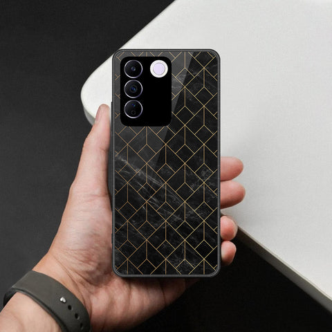 Vivo S16e Cover - Black Marble Series  - HQ Ultra Shine Premium Infinity Glass Soft Silicon Borders Case