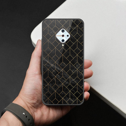 Vivo Y9s Cover - Black Marble Series  - HQ Ultra Shine Premium Infinity Glass Soft Silicon Borders Case