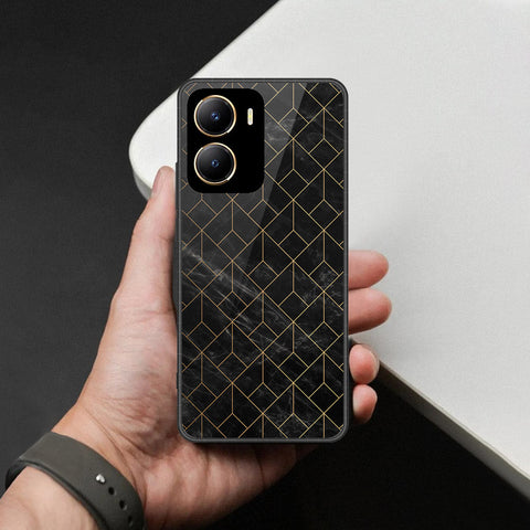 Vivo Y16 Cover - Black Marble Series  - HQ Ultra Shine Premium Infinity Glass Soft Silicon Borders Case