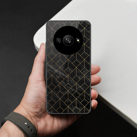 Xiaomi Redmi A3x Cover - Black Marble Series  - HQ Ultra Shine Premium Infinity Glass Soft Silicon Borders Case