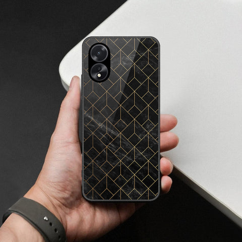 Oppo A18 Cover - Black Marble Series  - HQ Ultra Shine Premium Infinity Glass Soft Silicon Borders Case