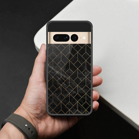 Google Pixel 7 Pro Cover - Black Marble Series  - HQ Ultra Shine Premium Infinity Glass Soft Silicon Borders Case