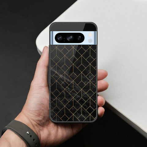 Google Pixel 8 Pro Cover - Black Marble Series  - HQ Ultra Shine Premium Infinity Glass Soft Silicon Borders Case