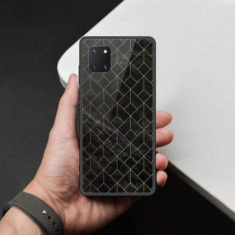Samsung Galaxy A81 Cover - Black Marble Series  - HQ Ultra Shine Premium Infinity Glass Soft Silicon Borders Case